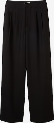 TOM TAILOR DENIM Wide leg Pleat-Front Pants in Black: front