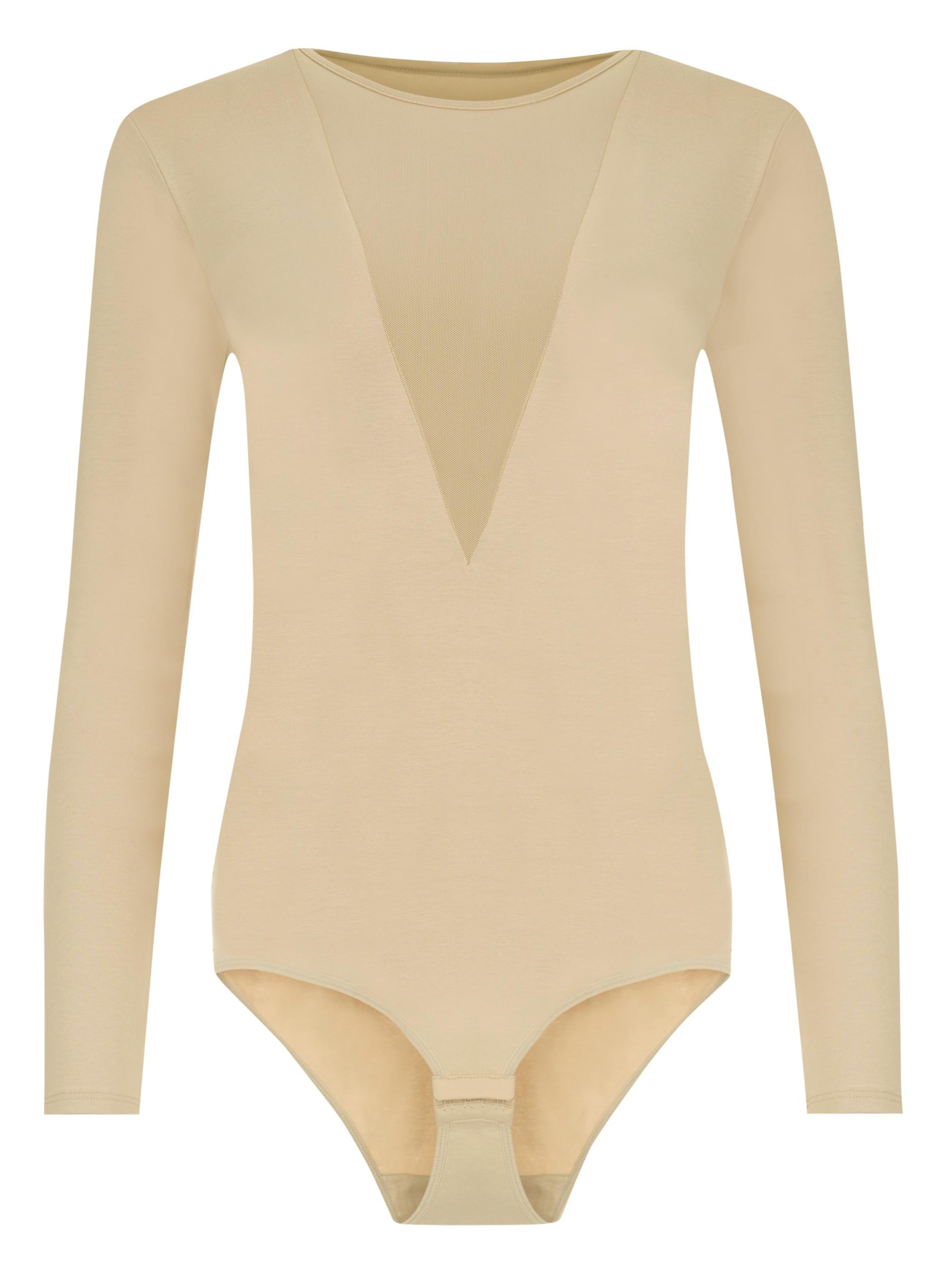 Evoni Blouse Bodysuit in Beige: front