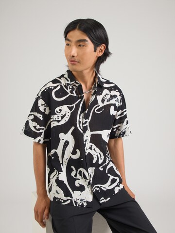 JACK & JONES Классический крой Рубашка 'JORMONTAUK' в Черный: спереди