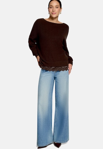 zero Strickpullover mit Spitzenkante in Braun