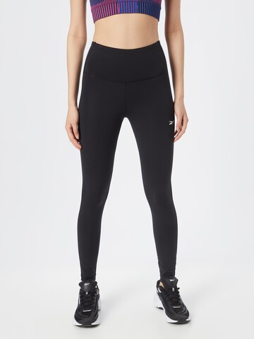 Skinny Pantalon de sport 'Lux Perform' Reebok en noir : devant