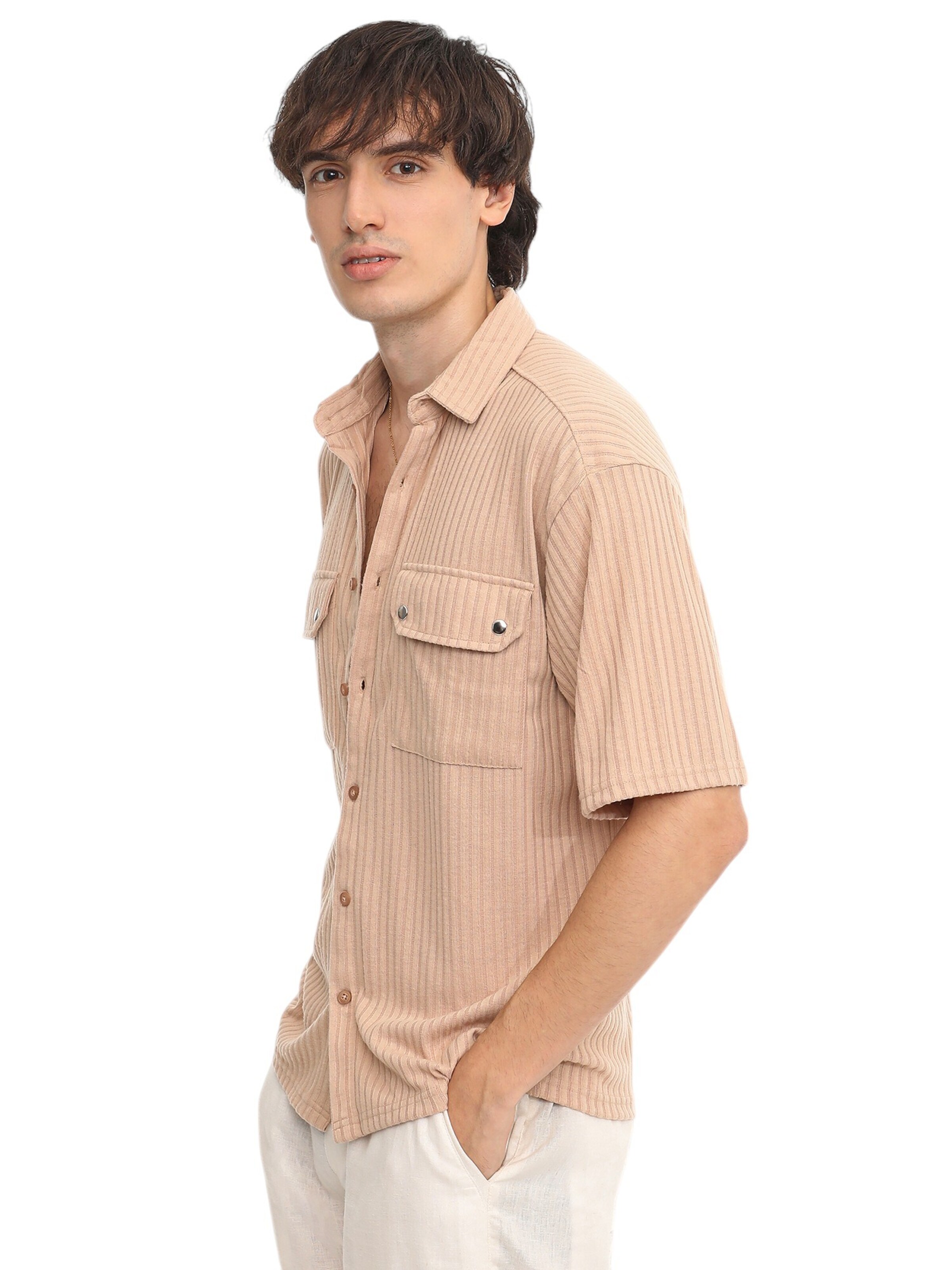 Campus Sutra Regular fit Button Up Shirt ' Tina ' in Beige