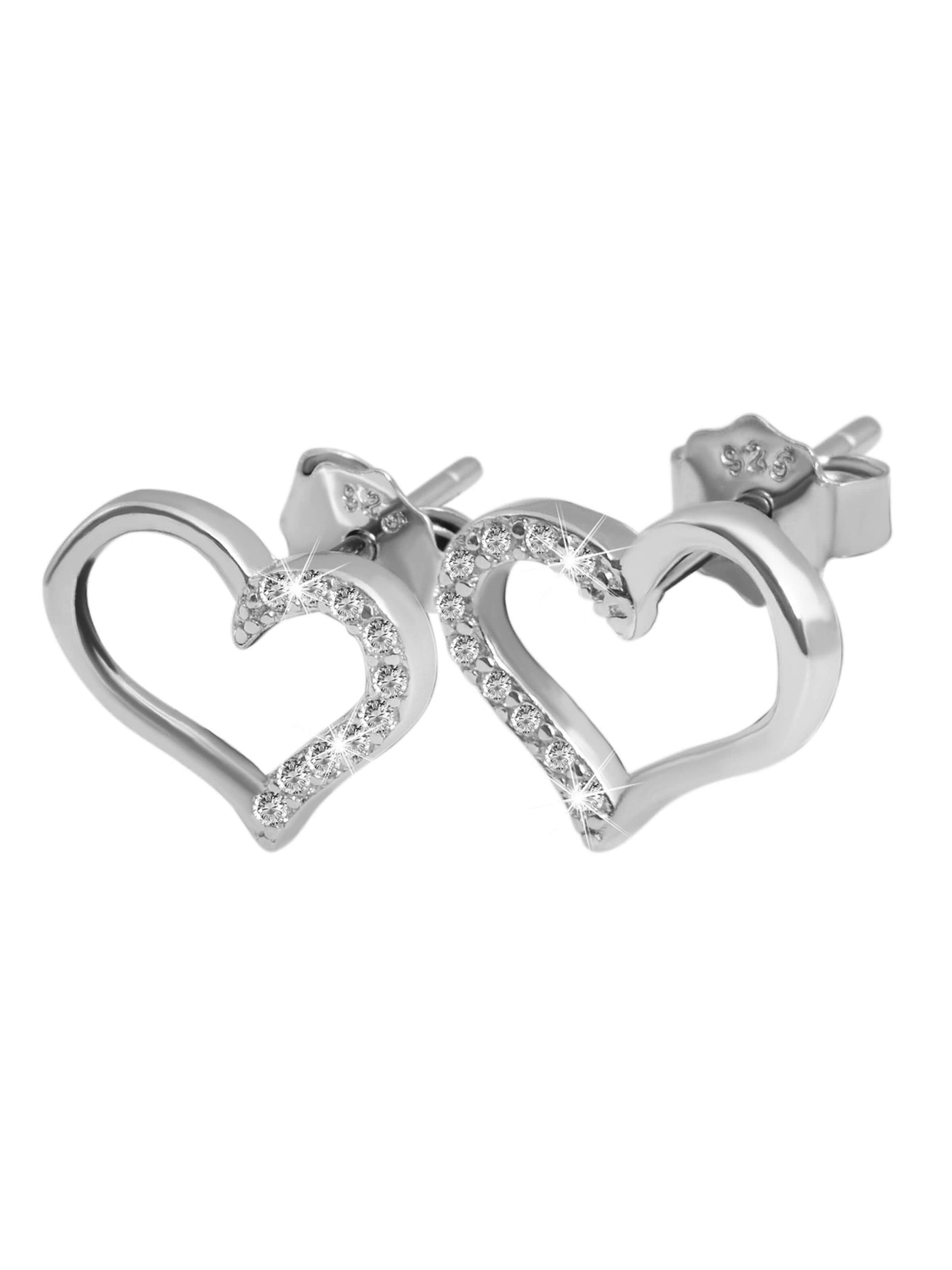 Akzent Jewelry Set '"Kimey" aus 925 Sterlingsilber, rhodiniert, Schmuckset Herz' in Silver: front