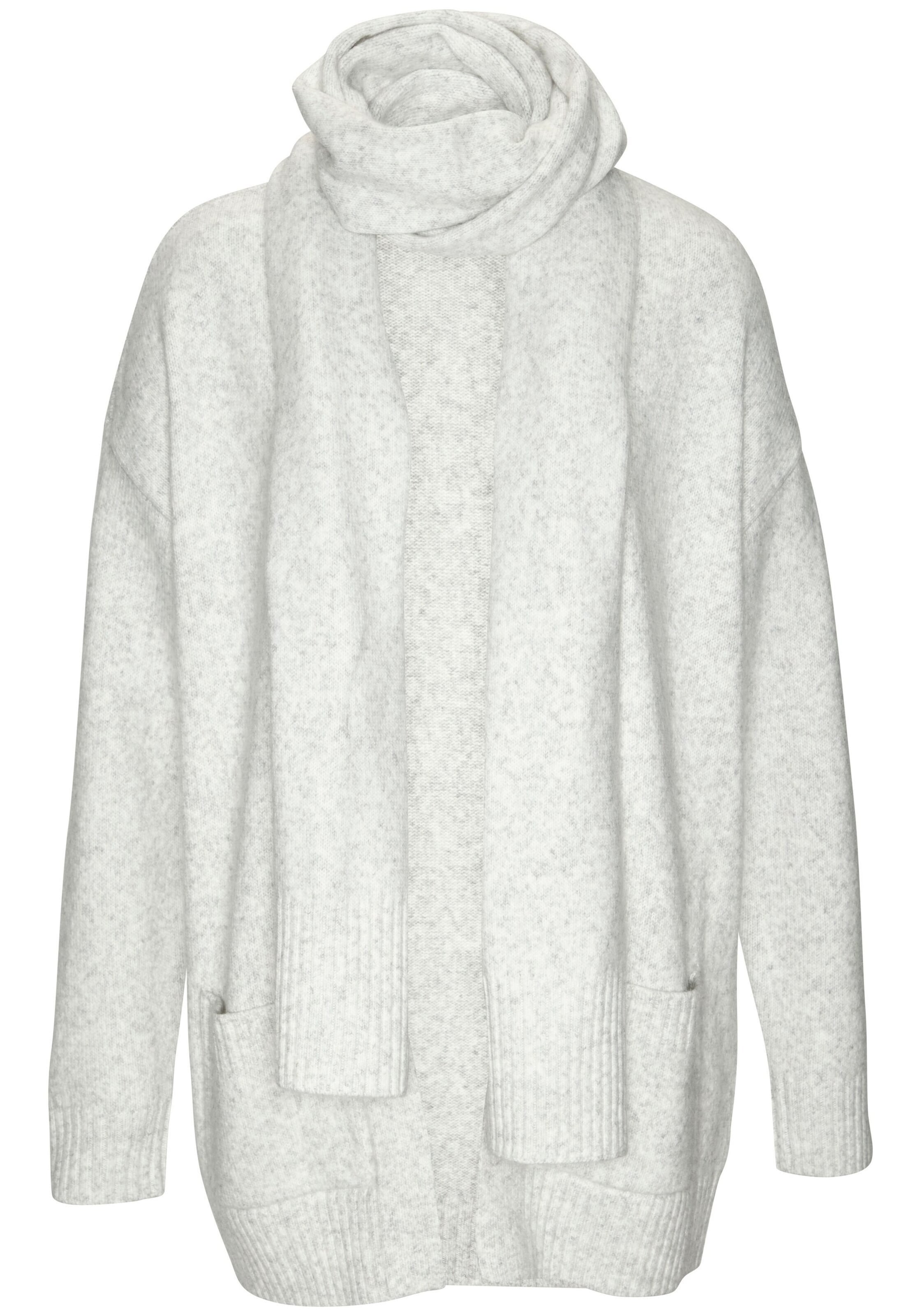 VIVANCE Set: Strickjacke mit Schal in Grau