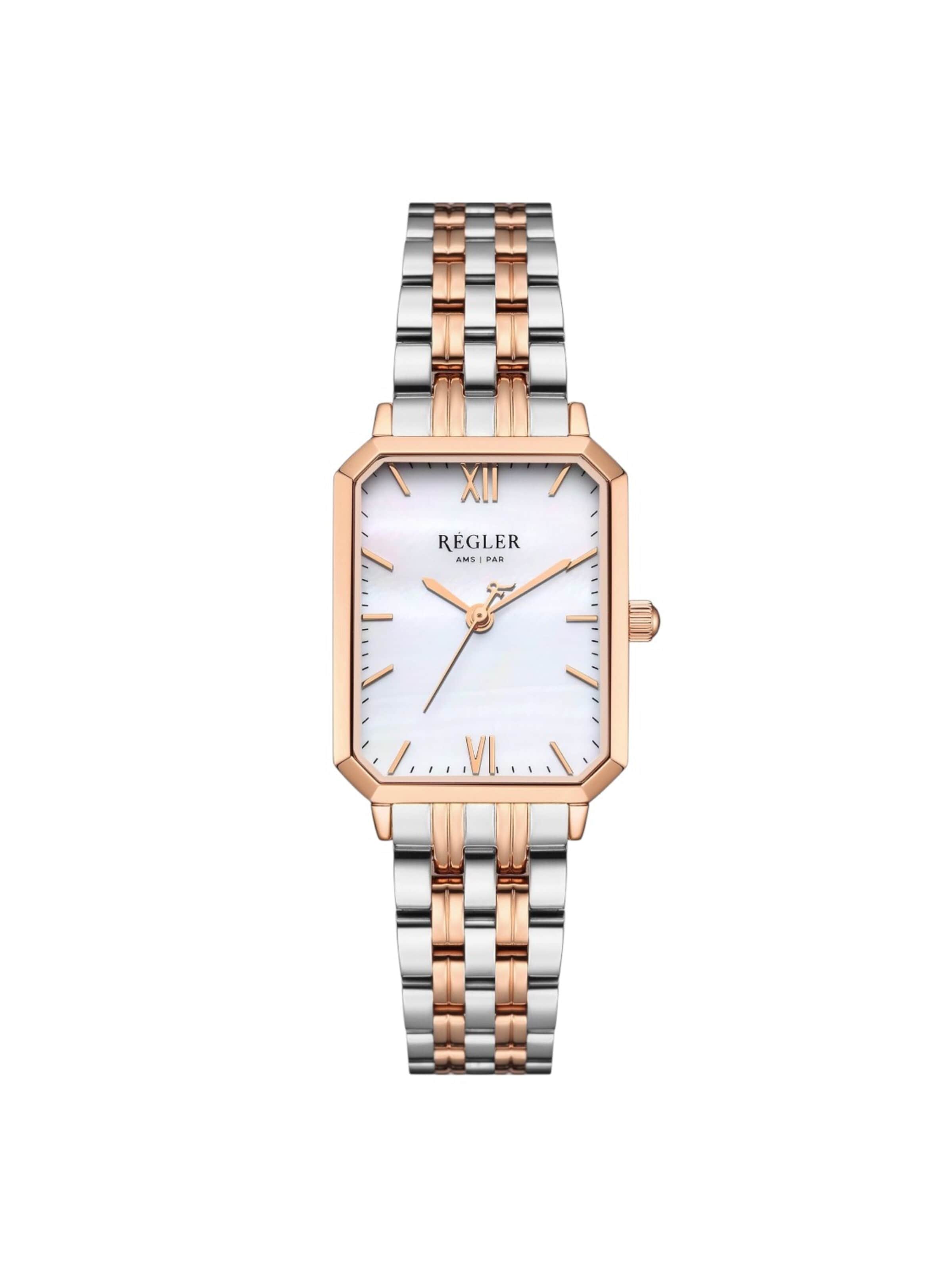 Régler Zegarek analogowy 'Régler Élégance Steel Bicolor Silver/Rose Gold - Pearl' w kolorze złoty: przód