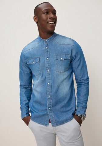 DELMAO Slim fit Button Up Shirt 'DELMAO ' in Blue: front