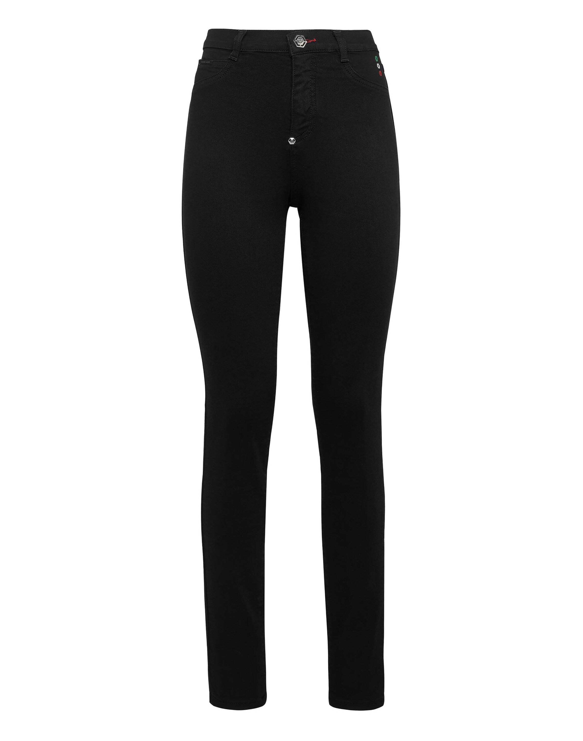 Philipp Plein Skinny Leggings in Zwart: voorkant