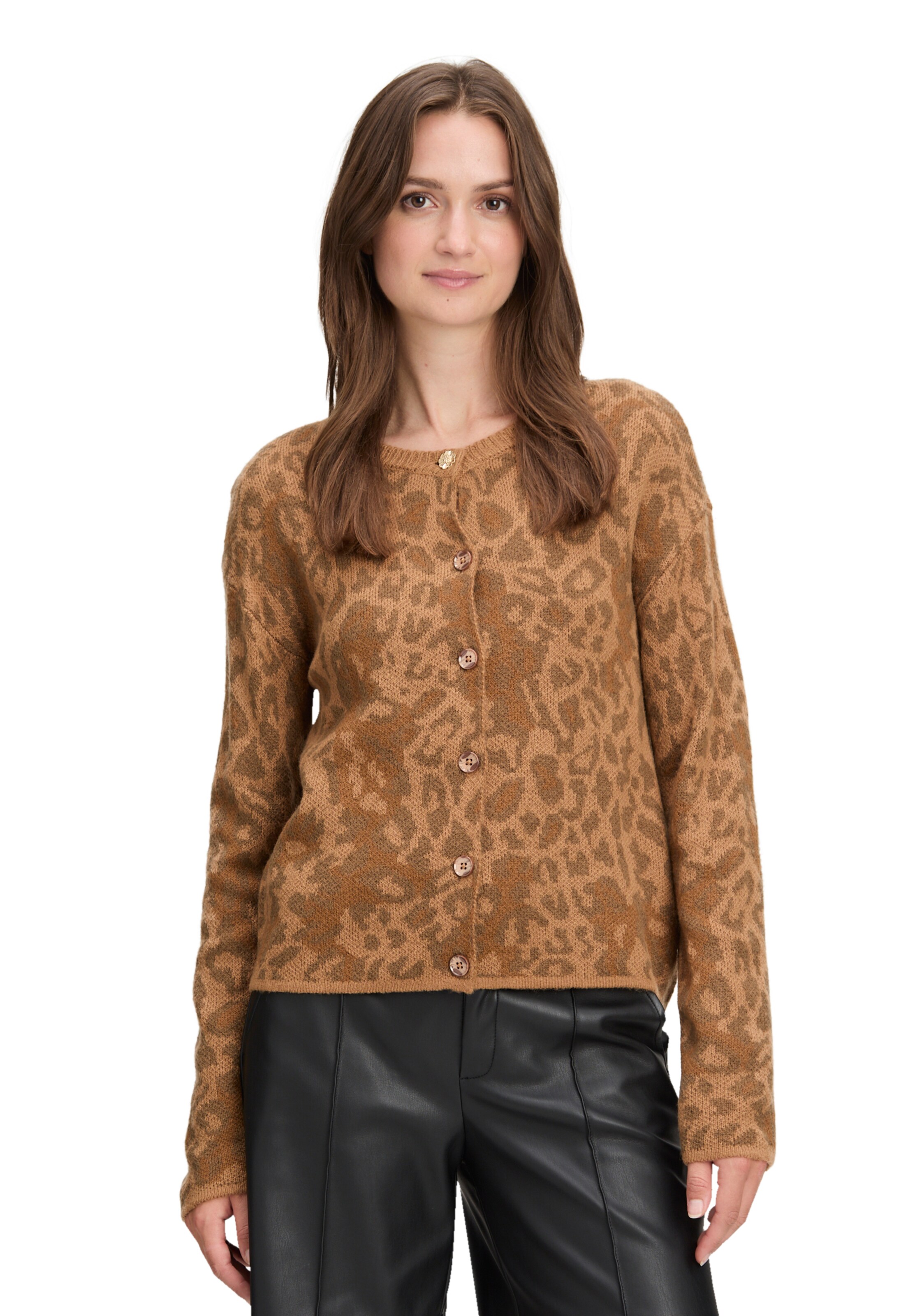 Cartoon Strickjacke in Braun: Vorderseite