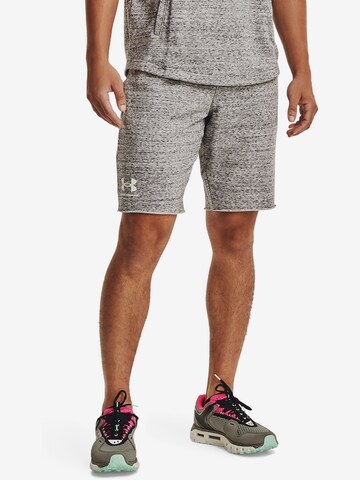 UNDER ARMOUR Regular Workout Pants 'Rival Terry' in Grey: front