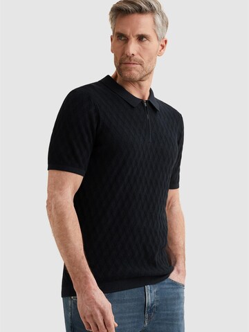 VANGUARD - Camiseta 'VANGUARD - Polo shirt in cotton/modal with zipper closure' en azul: frente