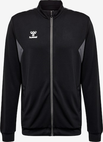 Hummel Athletic Zip-Up Hoodie in Black: front