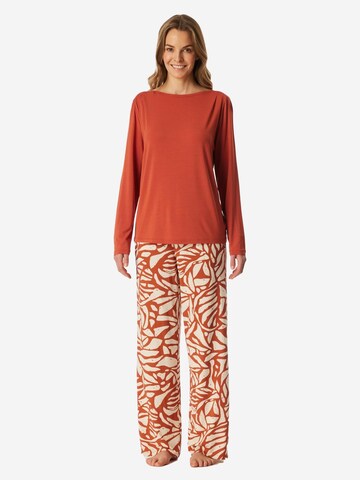 SCHIESSER Pajama 'Selected Premium' in Orange: front