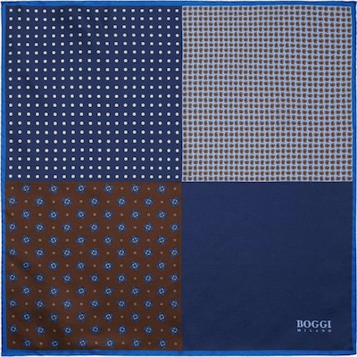 Boggi Milano Pañuelo de bolsillo en navy / azul claro / marrón, Vista del producto