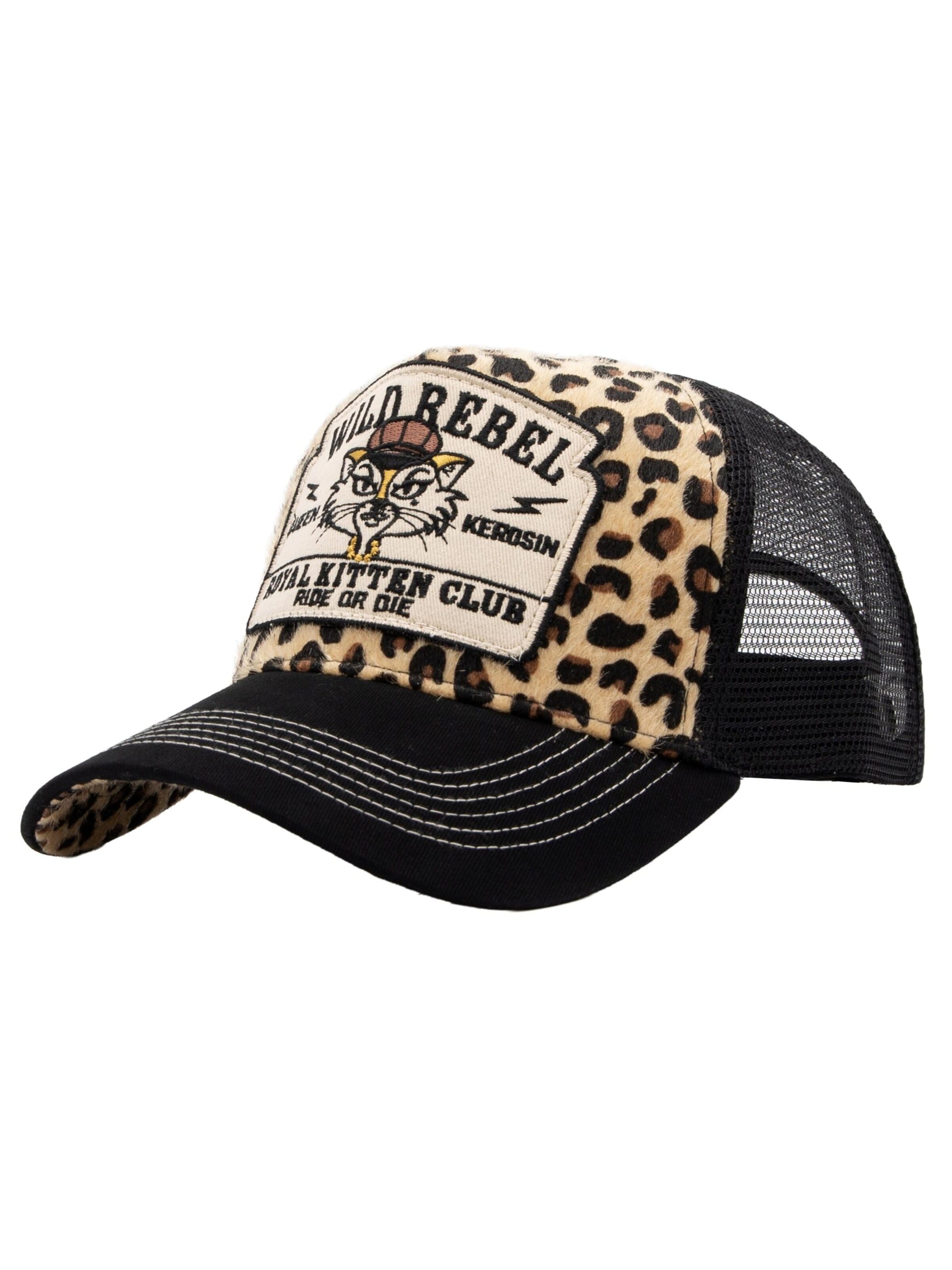 Queen Kerosin Cap 'Wild Rebel Royal Kitten Club' in Brown: front