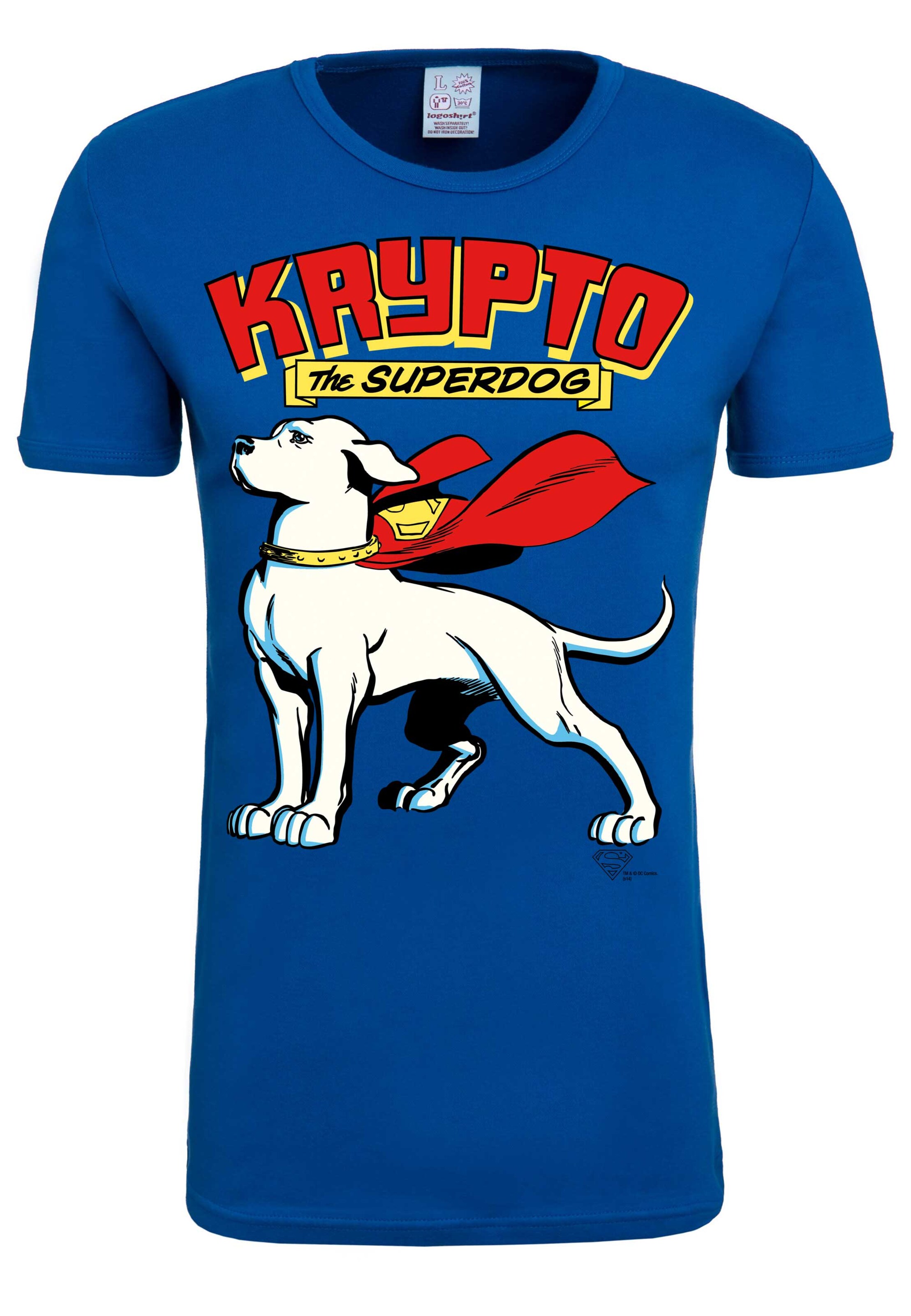 LOGOSHIRT T-Shirt 'Krypto the Superdog' in Blau: Vorderseite