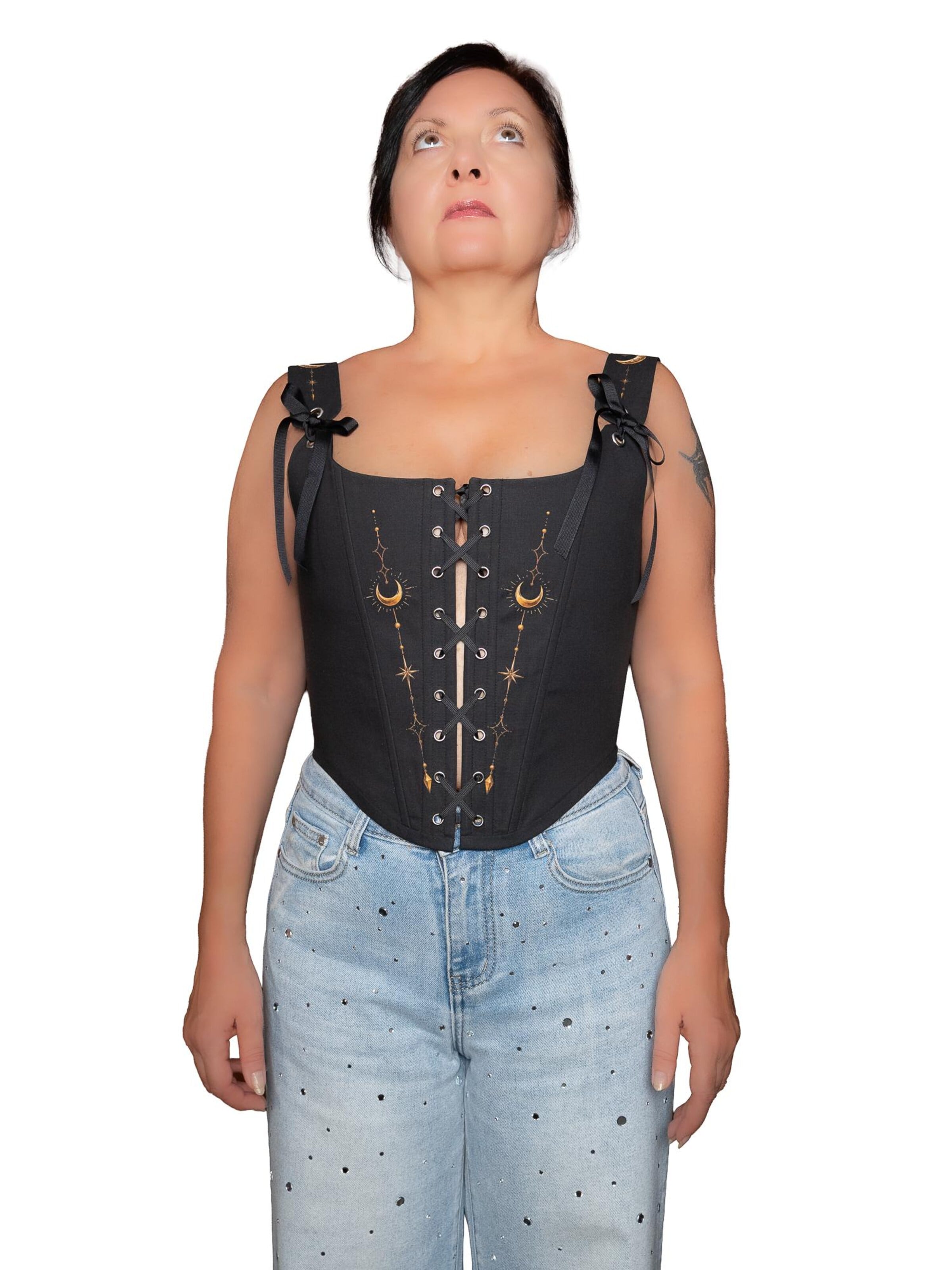 VIADALINNO Corsage 'Celestial Moon Black' in Black