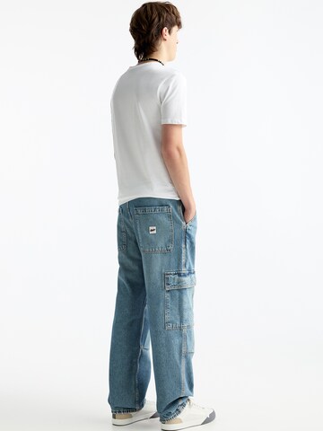 Pull&Bear Loosefit Cargojeans in Blauw