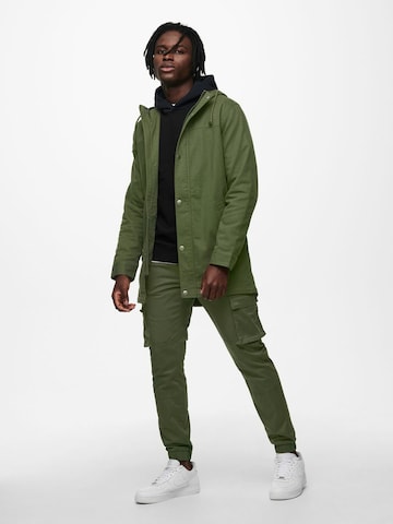 Parka mi-saison 'Alex' Only & Sons en vert