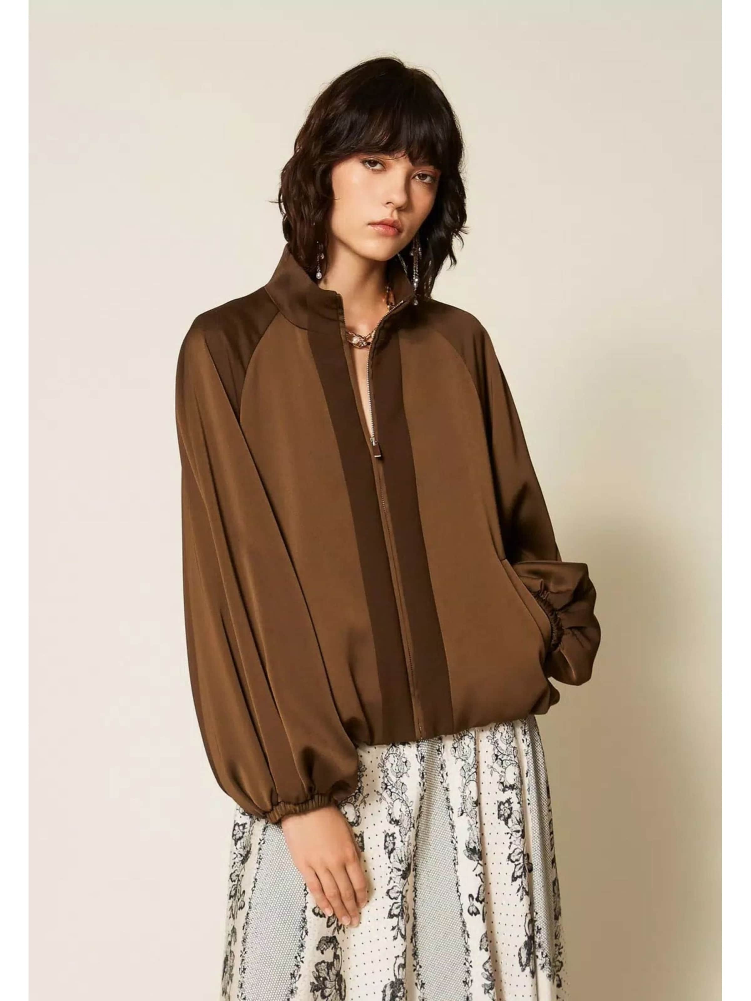 Twinset - Chaqueta de entretiempo 'balloon jacket in envers satin' en marrón