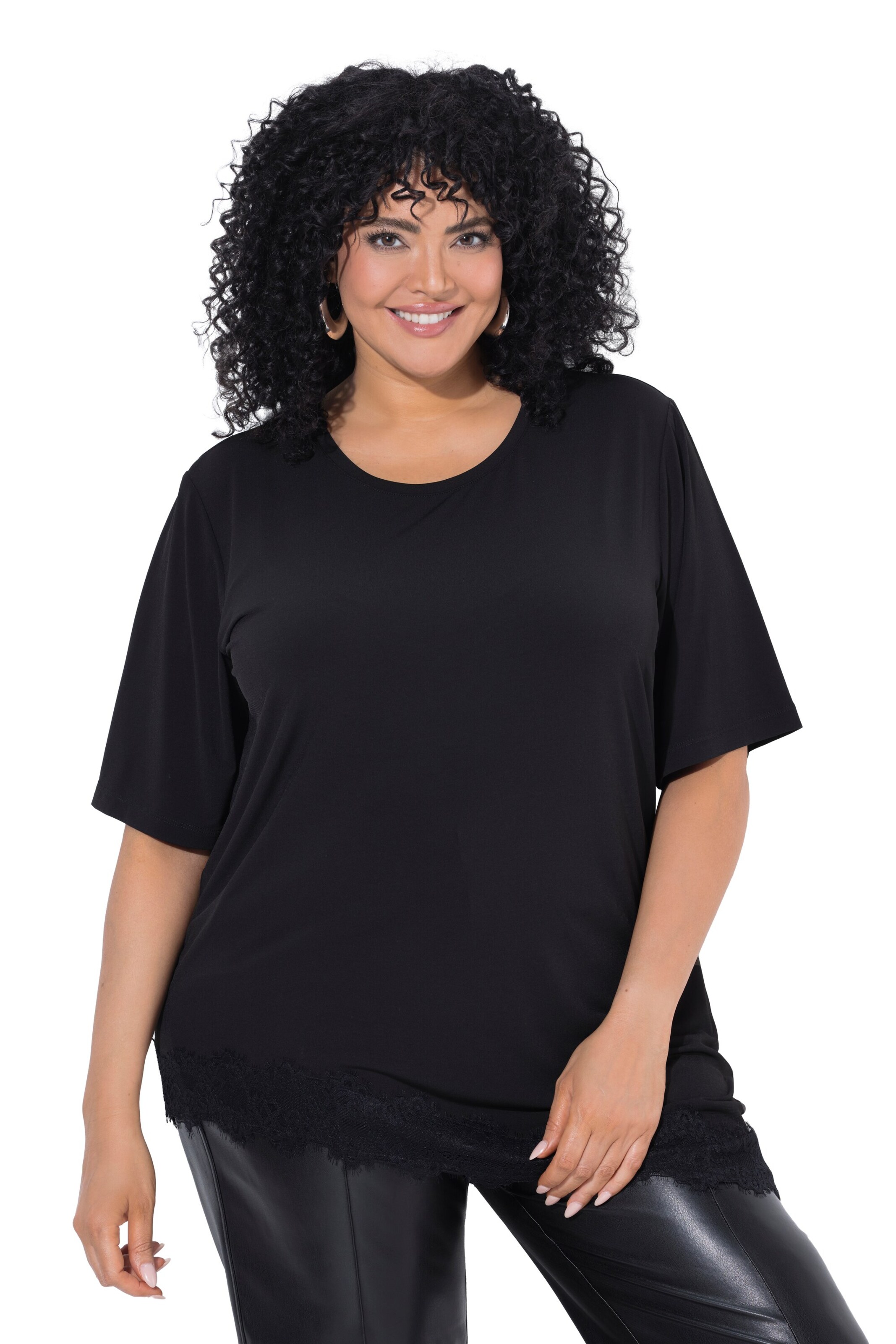 Ulla Popken Shirt in Zwart: voorkant