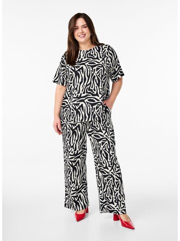 Zizzi Wide Leg Hose 'Talia' in Schwarz