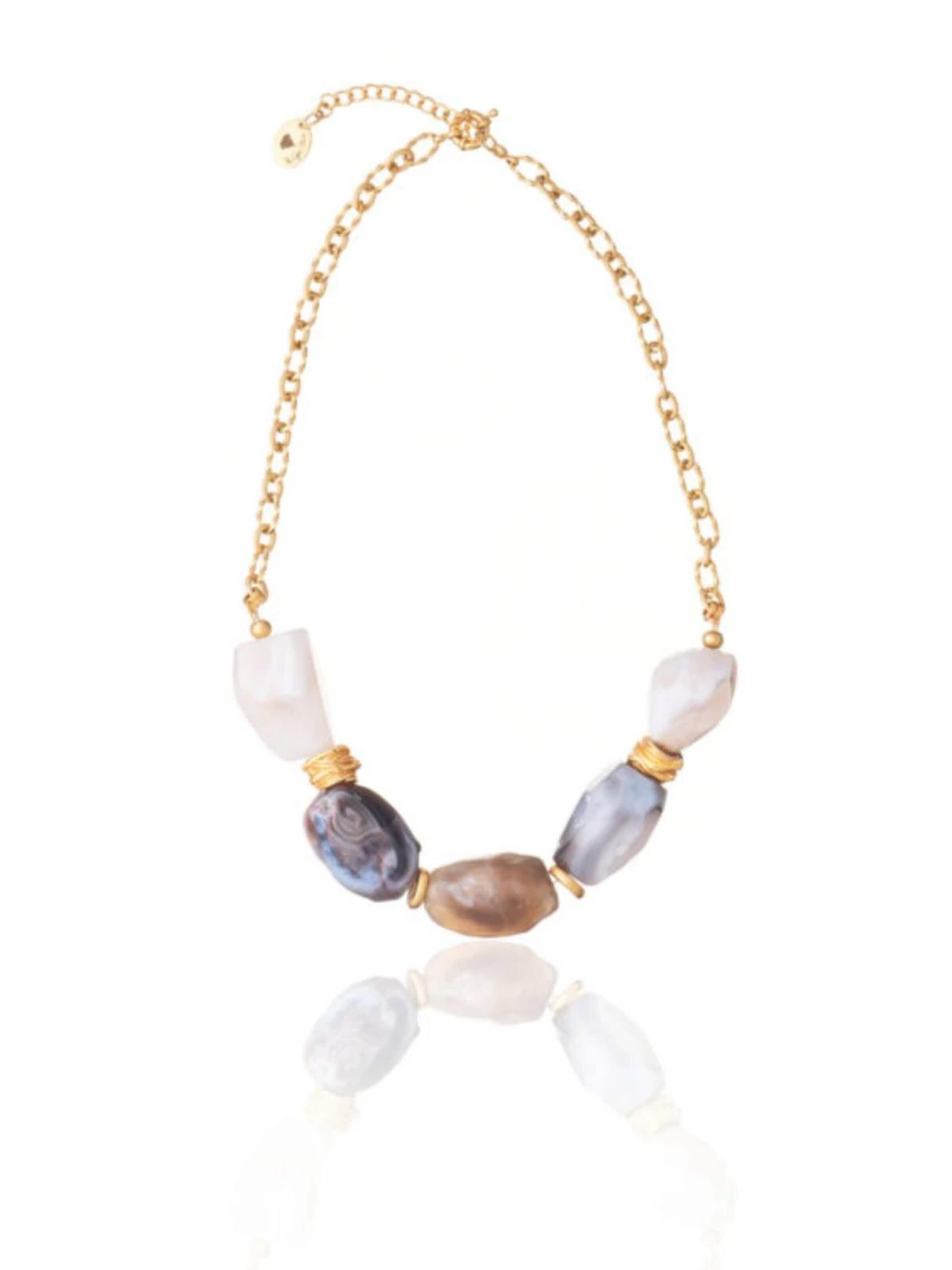 THE GEM STORIES JEWELRY Necklace 'Nude Agate Necklace' in Mixed colours: front