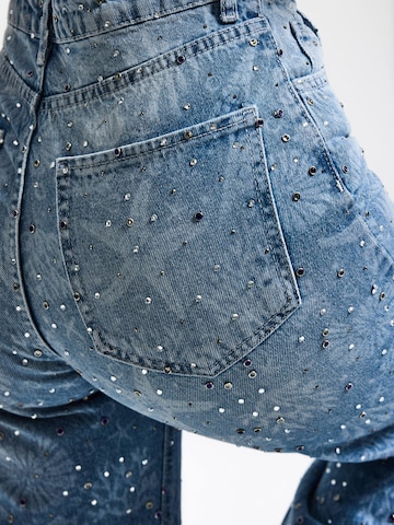 Regular Jean 'RHINESTONE STRAIGHT MID RISE JEANS' IT'S BASIC en bleu