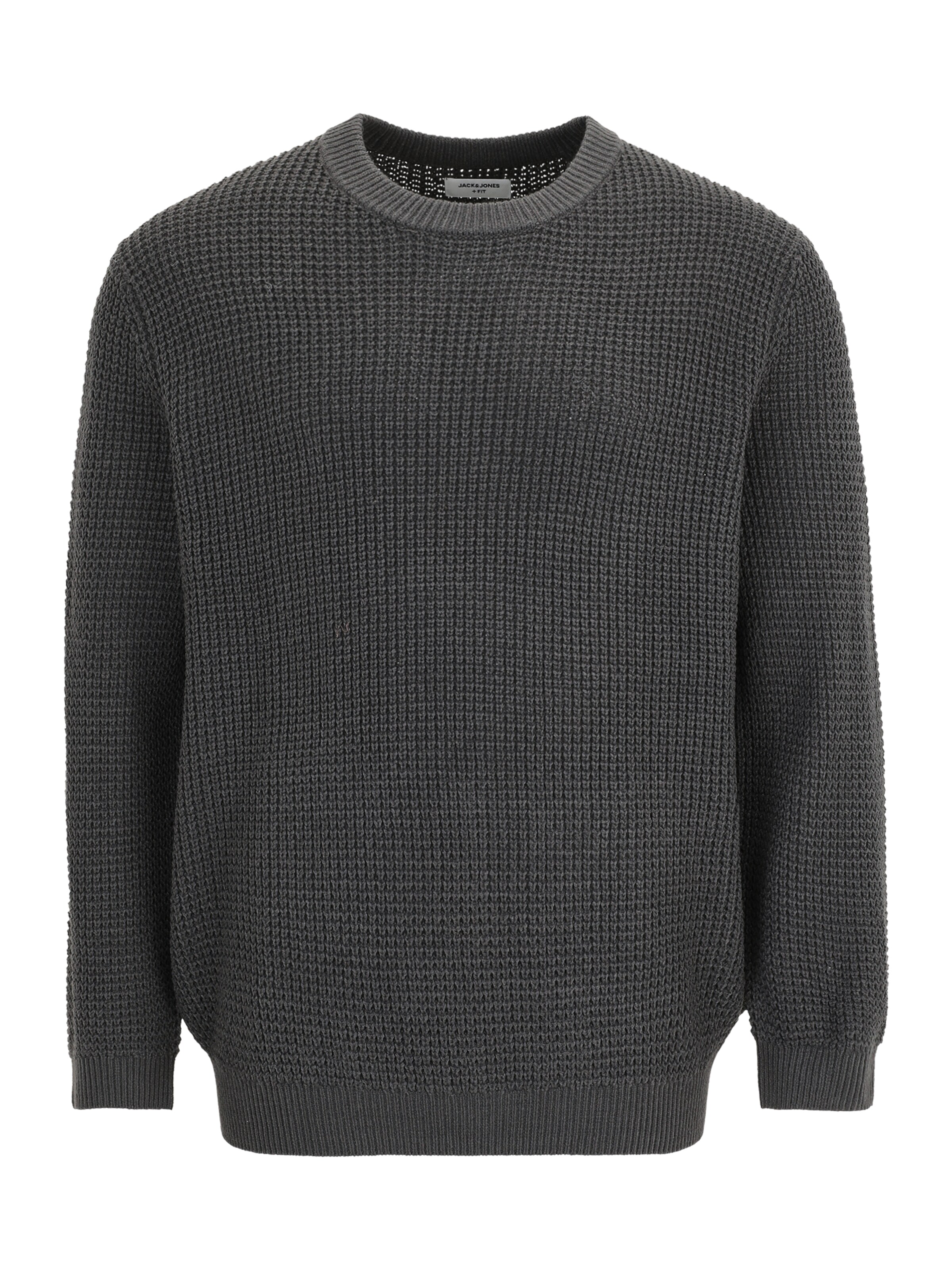 Jack & Jones Plus Pullover 'JJGLOBAL' in Grau: Vorderseite