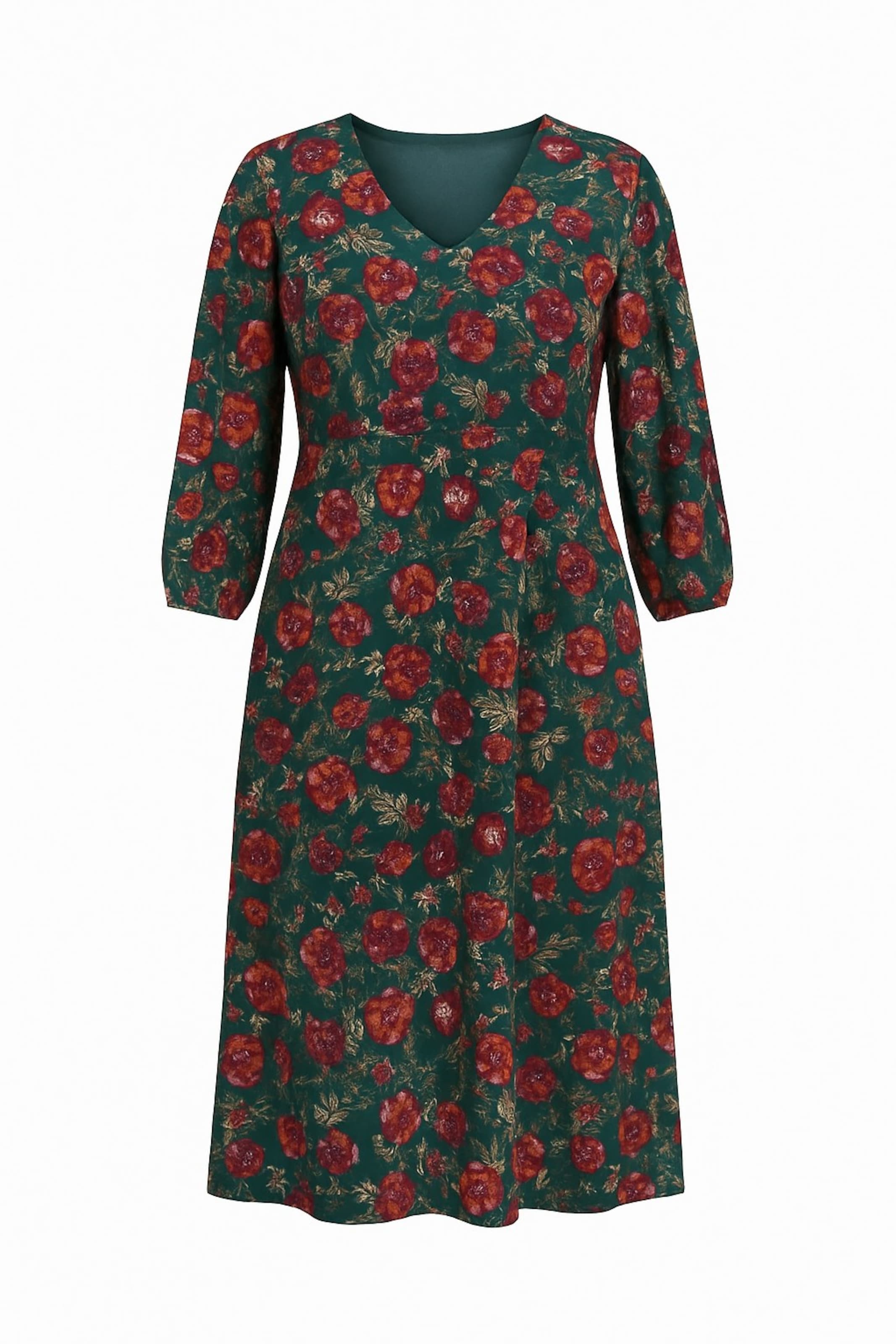 Stil Diva Jurk in de kleur Donkergroen / Pink / Oranjerood / Wit, Productweergave