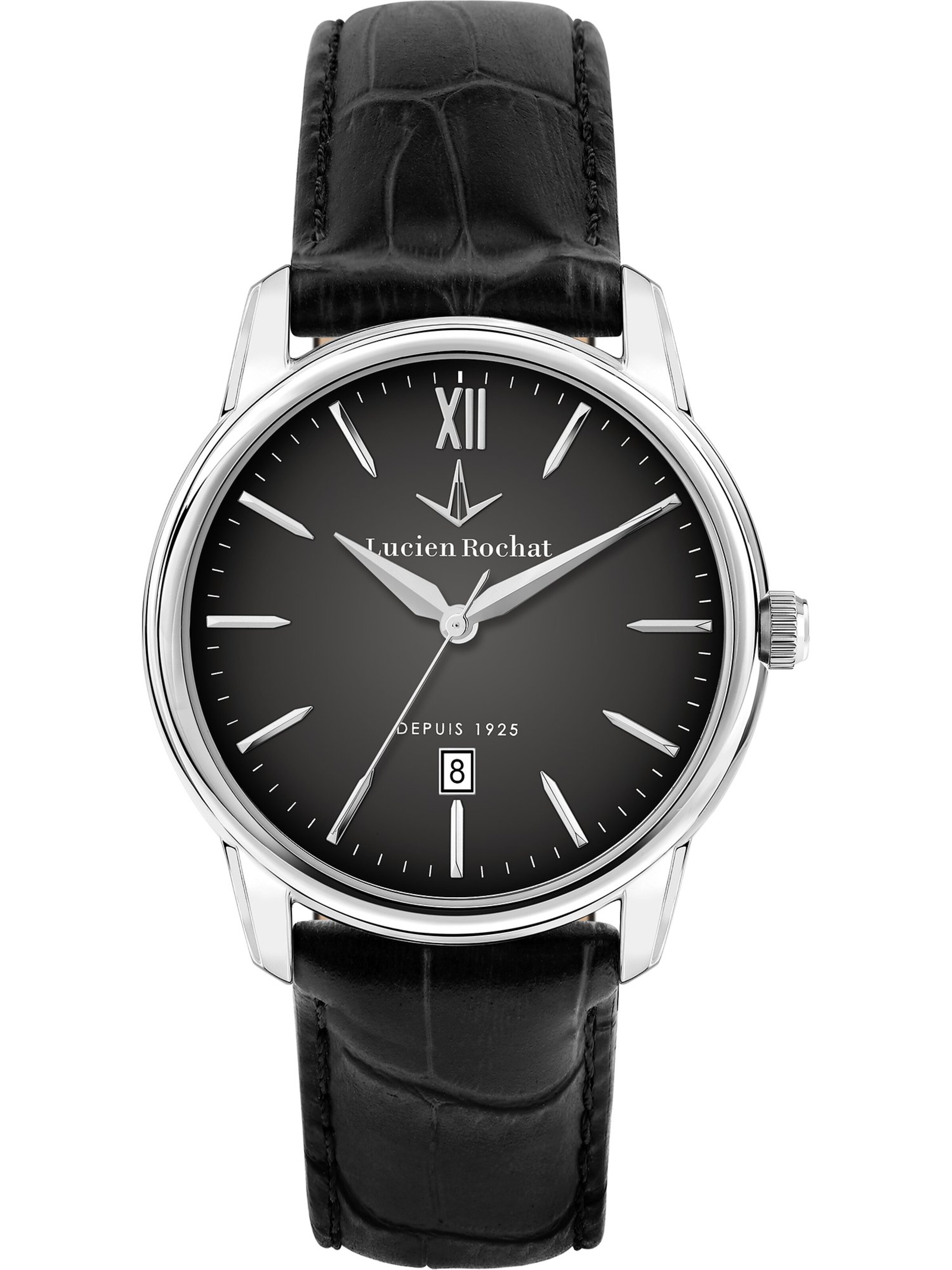 Lucien Rochat Analoguhr in Schwarz: Vorderseite