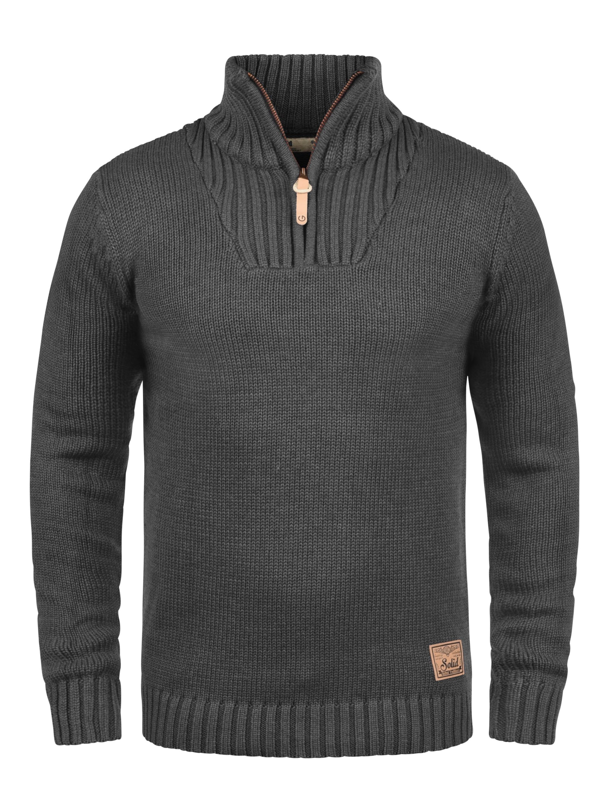 !Solid Strickpullover 'Petro' in Grau: Vorderseite