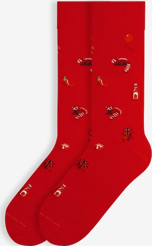 Von Jungfeld Socken 'Signature Icons' in Rot: Vorderseite