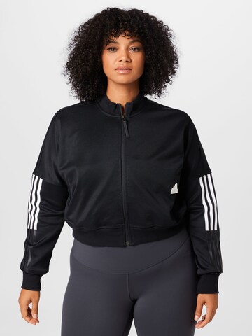 ADIDAS SPORTSWEAR Athletic Zip-Up Hoodie in Black: front