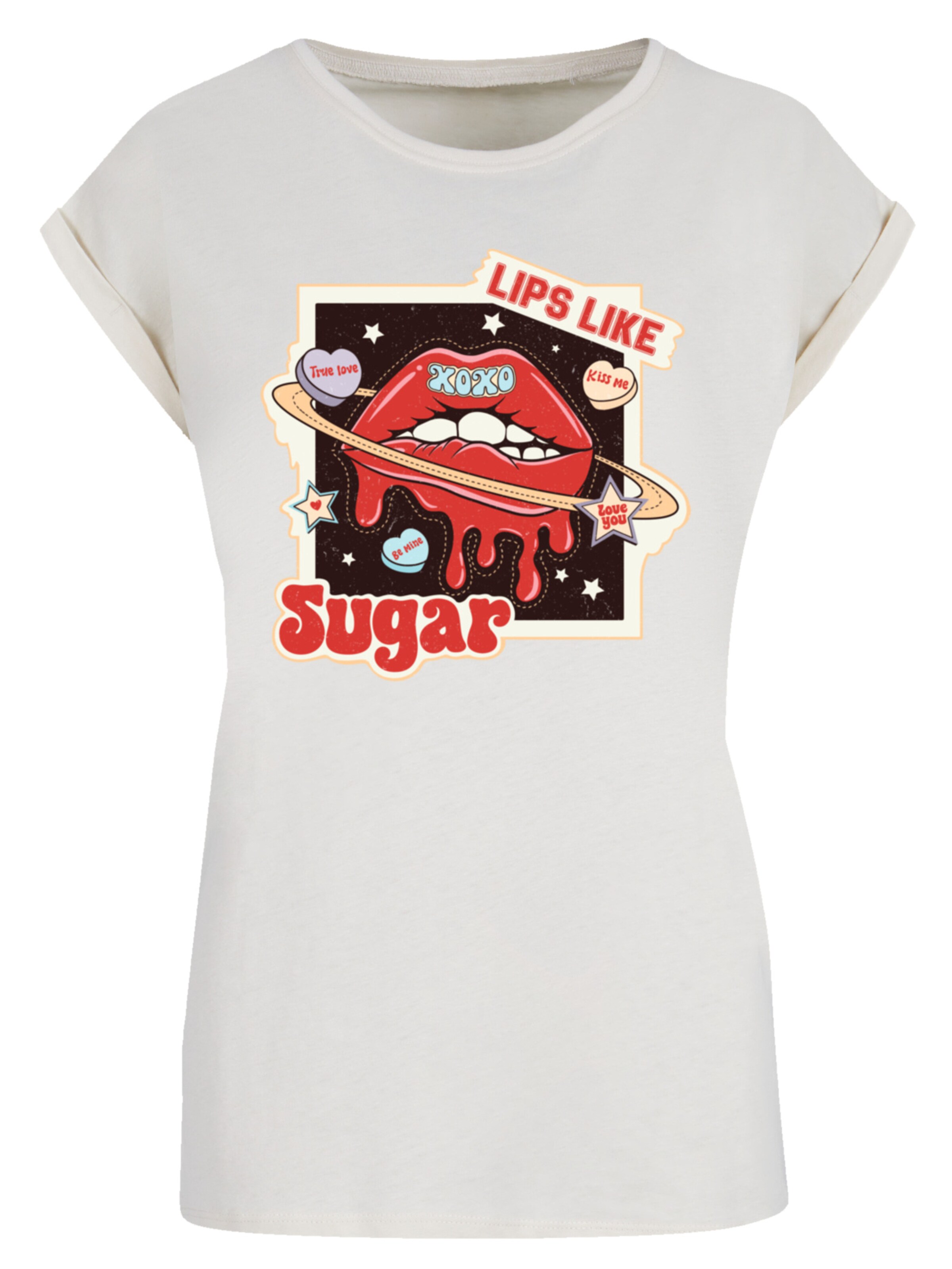 T-shirt 'Lips like sugar retro fashion  Valentinstag' F4NT4STIC en beige : devant
