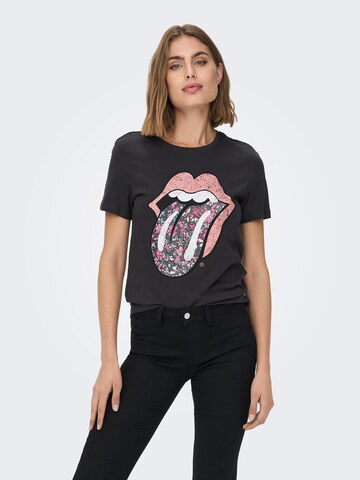 T-shirt 'ROLLING STONES' ONLY en gris : devant