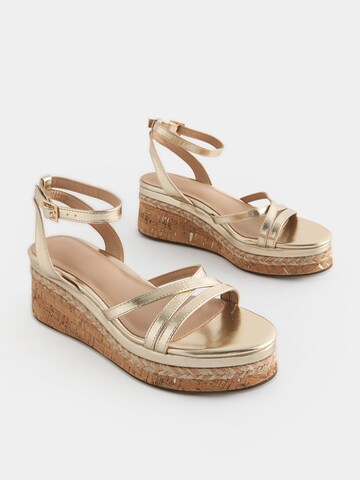 Next Strap Sandals in Gold