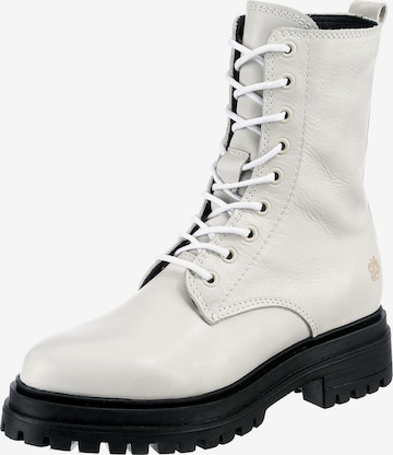 Apple of Eden Lace-Up Ankle Boots 'Laura' in White: front