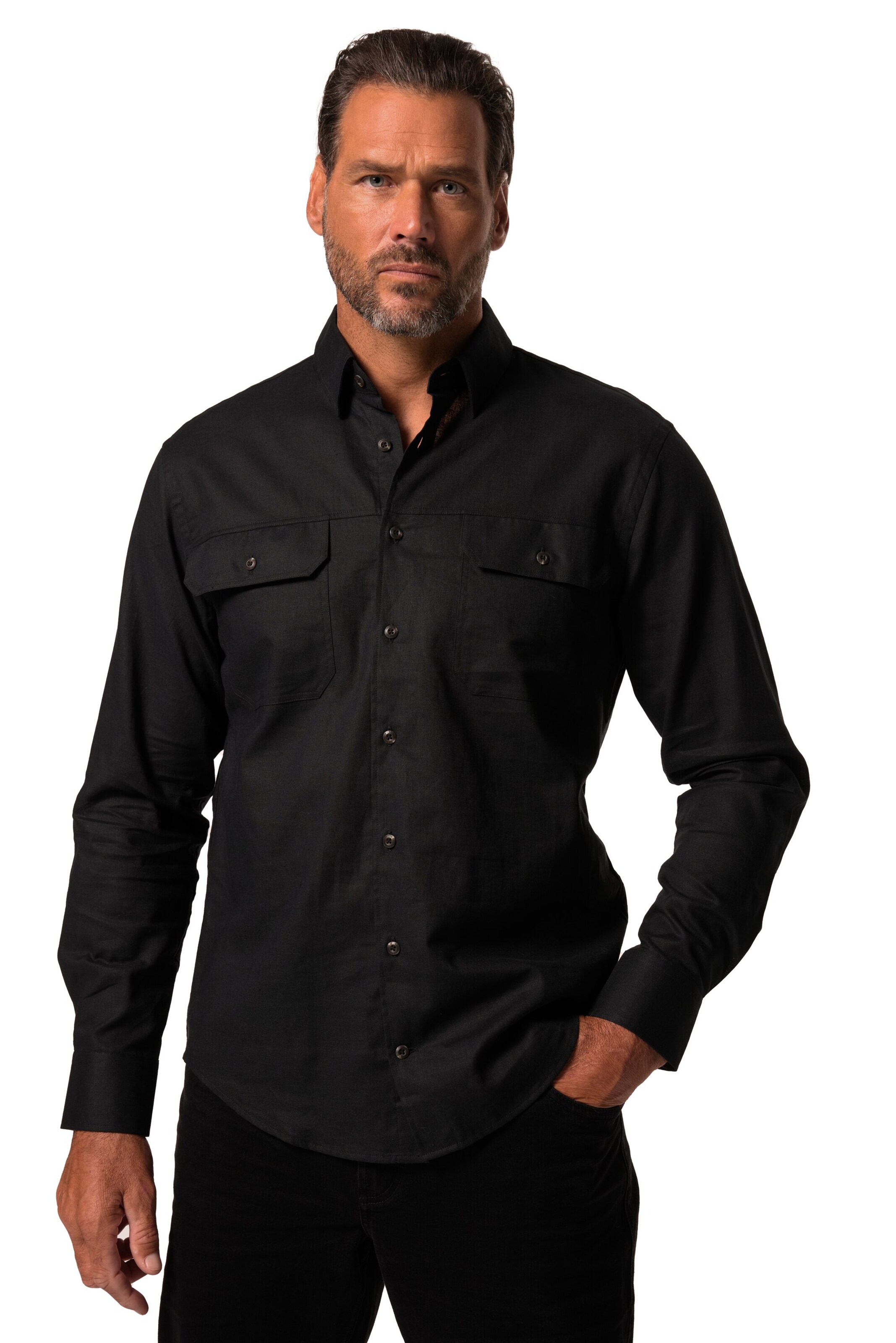 Coupe regular Chemise JP1880 en noir : devant