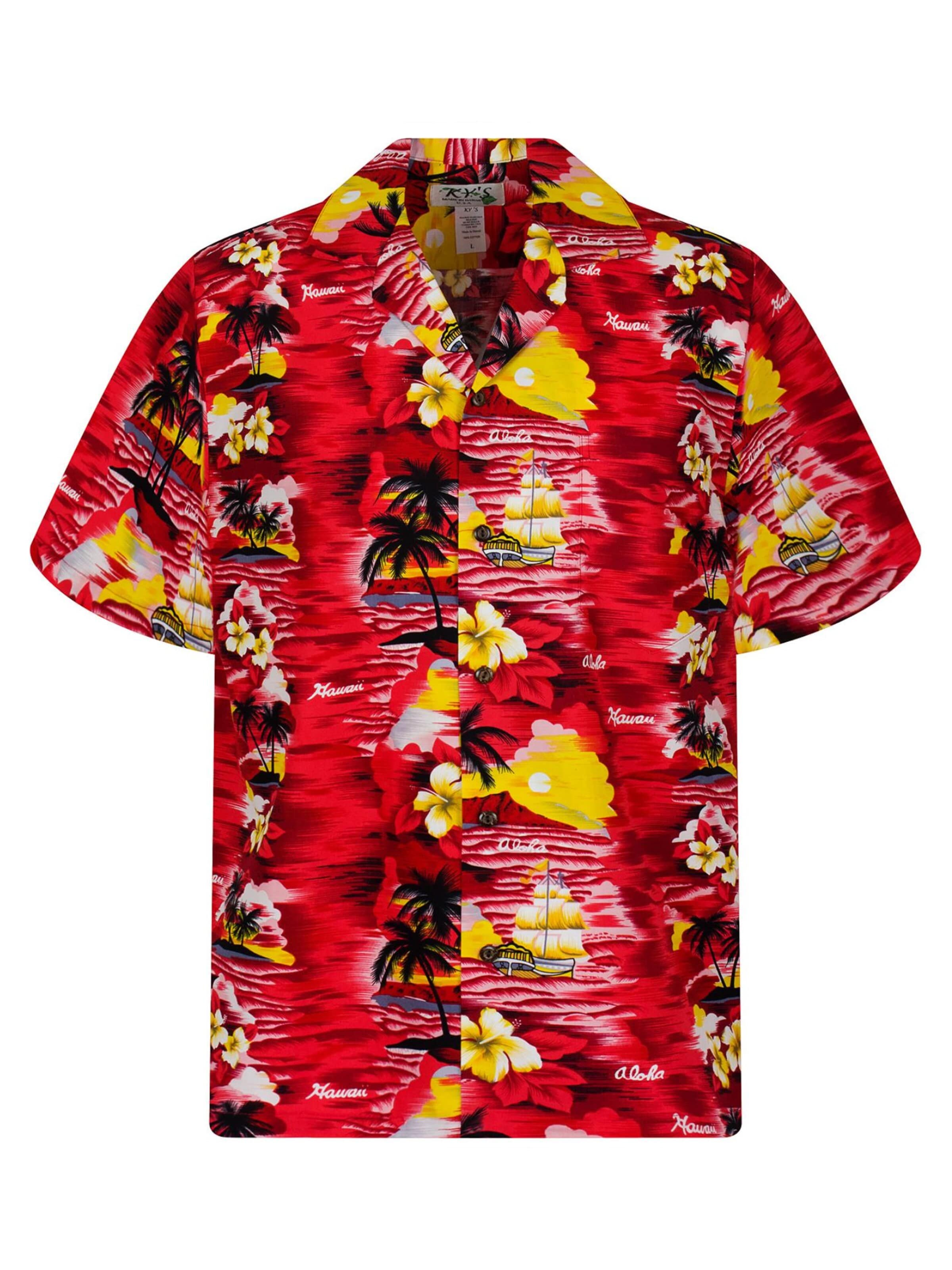 KY's Regular fit Overhemd 'Aloha' in Rood: voorkant