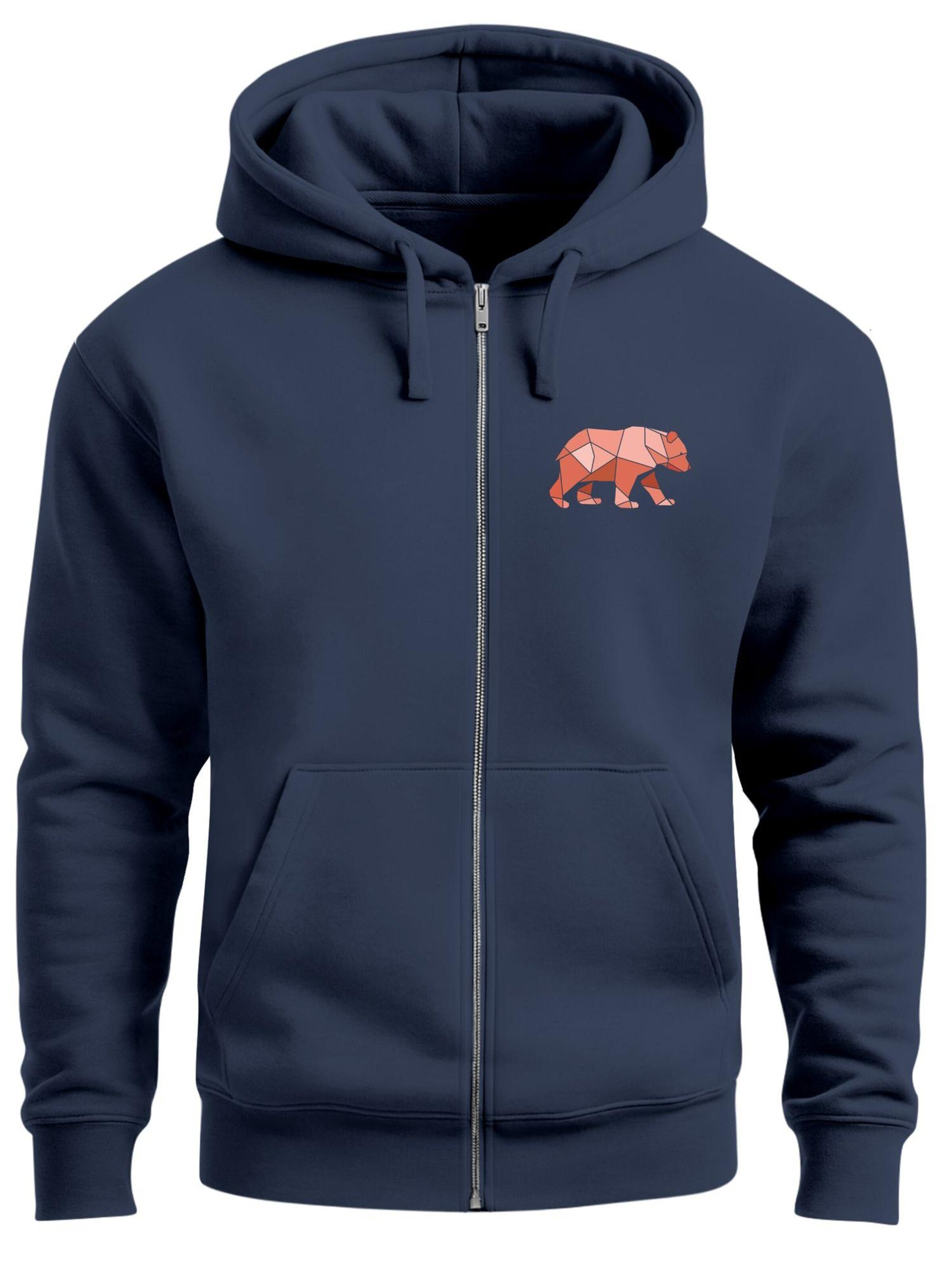 Neverless Sweatjacke 'Bär Polygon'‌‌‌‌‌‌‌‌‌‌ in Blau: Vorderseite