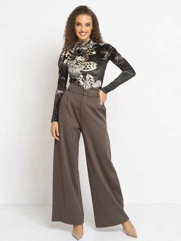 JIORO Wide Leg Hose 'ESSENTIALS' in Braun