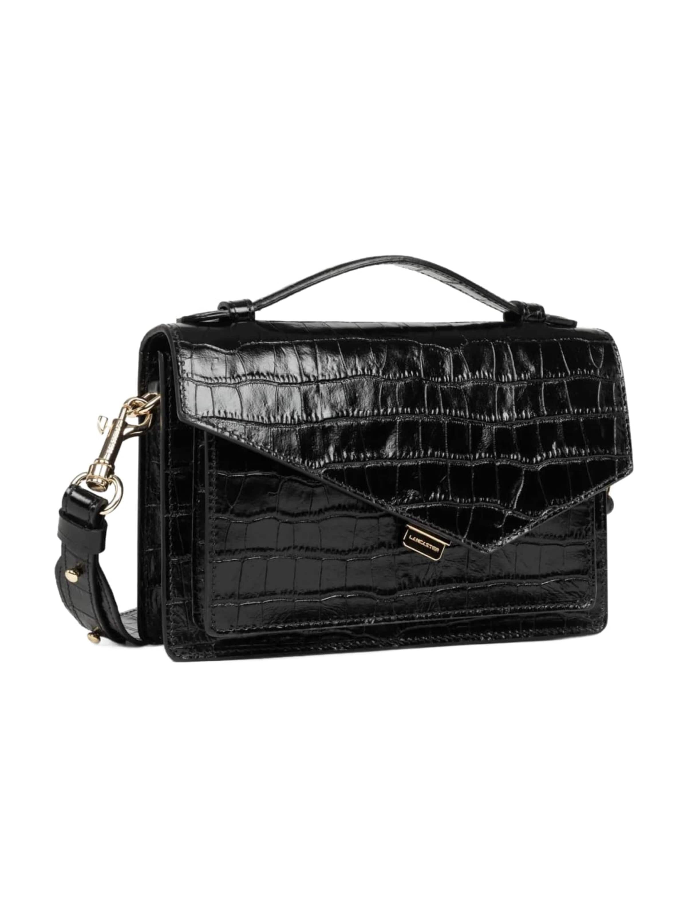 melns LANCASTER Paris Rokassomiņa 'Lancaster Sac à Rabat Zoé Noir Croco'