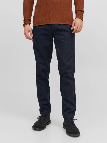 JACK & JONES Tapered Pleat-Front Pants 'Ace Harvey' in Blue: front