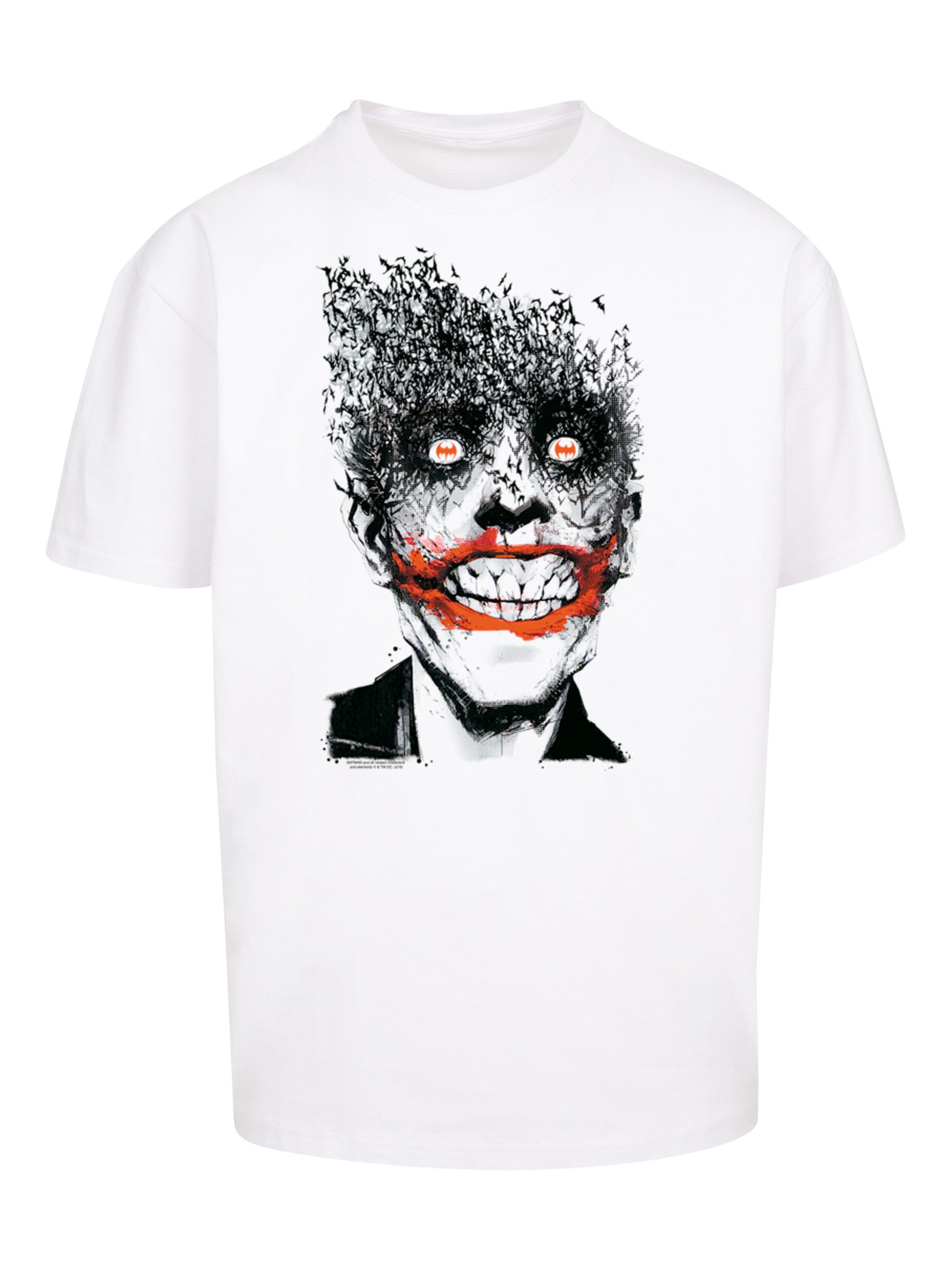 F4NT4STIC T Shirt 'Batman The Joker Bats' in Weiß: Vorderseite