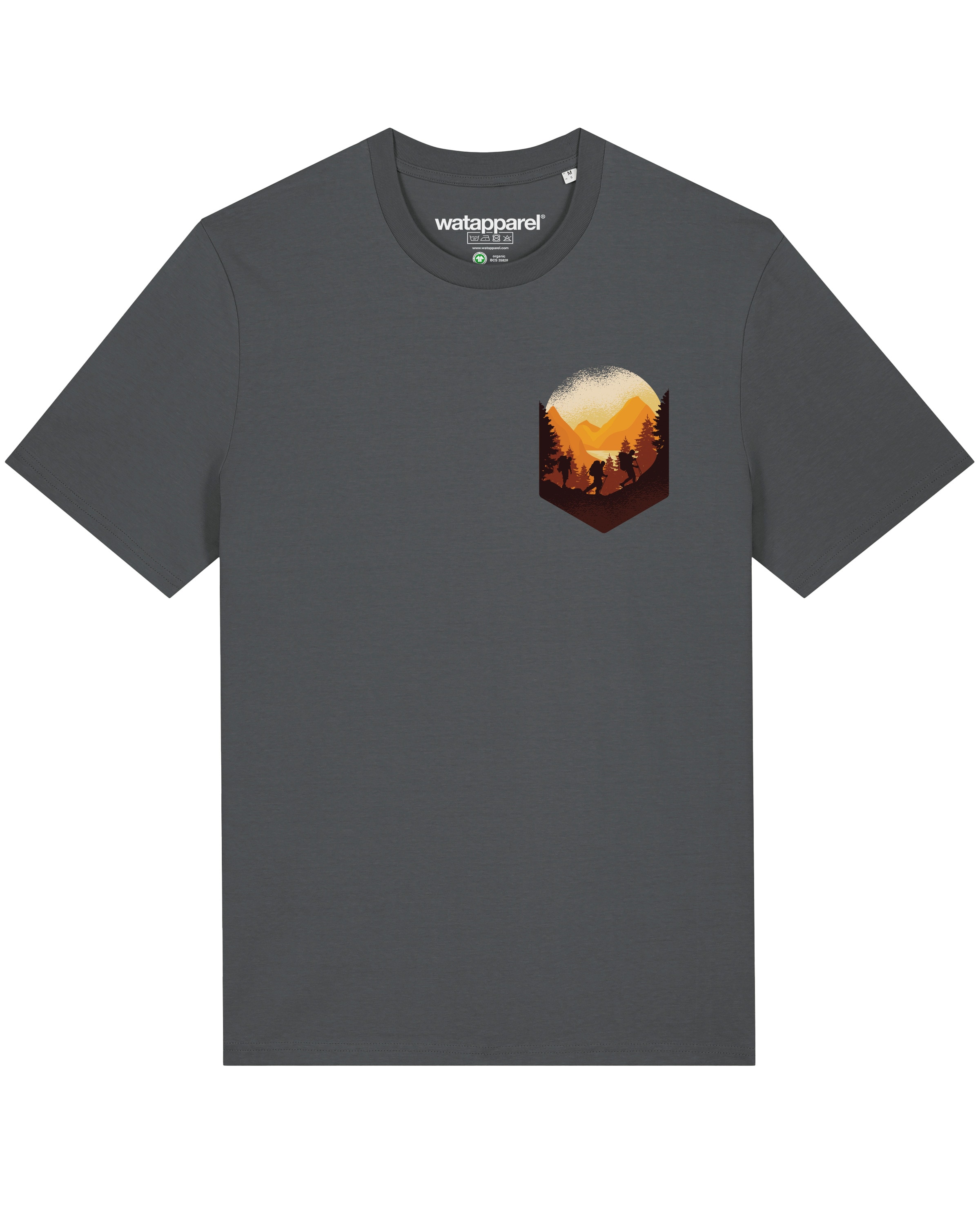 T-Shirt ' Hiking in the mountains ' Watapparel en gris : devant