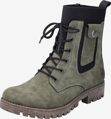 Rieker Lace-Up Ankle Boots in Green: front