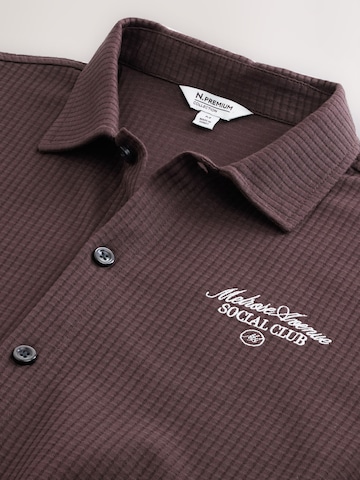 Next Regular fit Button Up Shirt in Brown