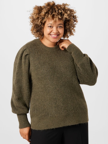 Selected Femme Curve Sweater in Green: front