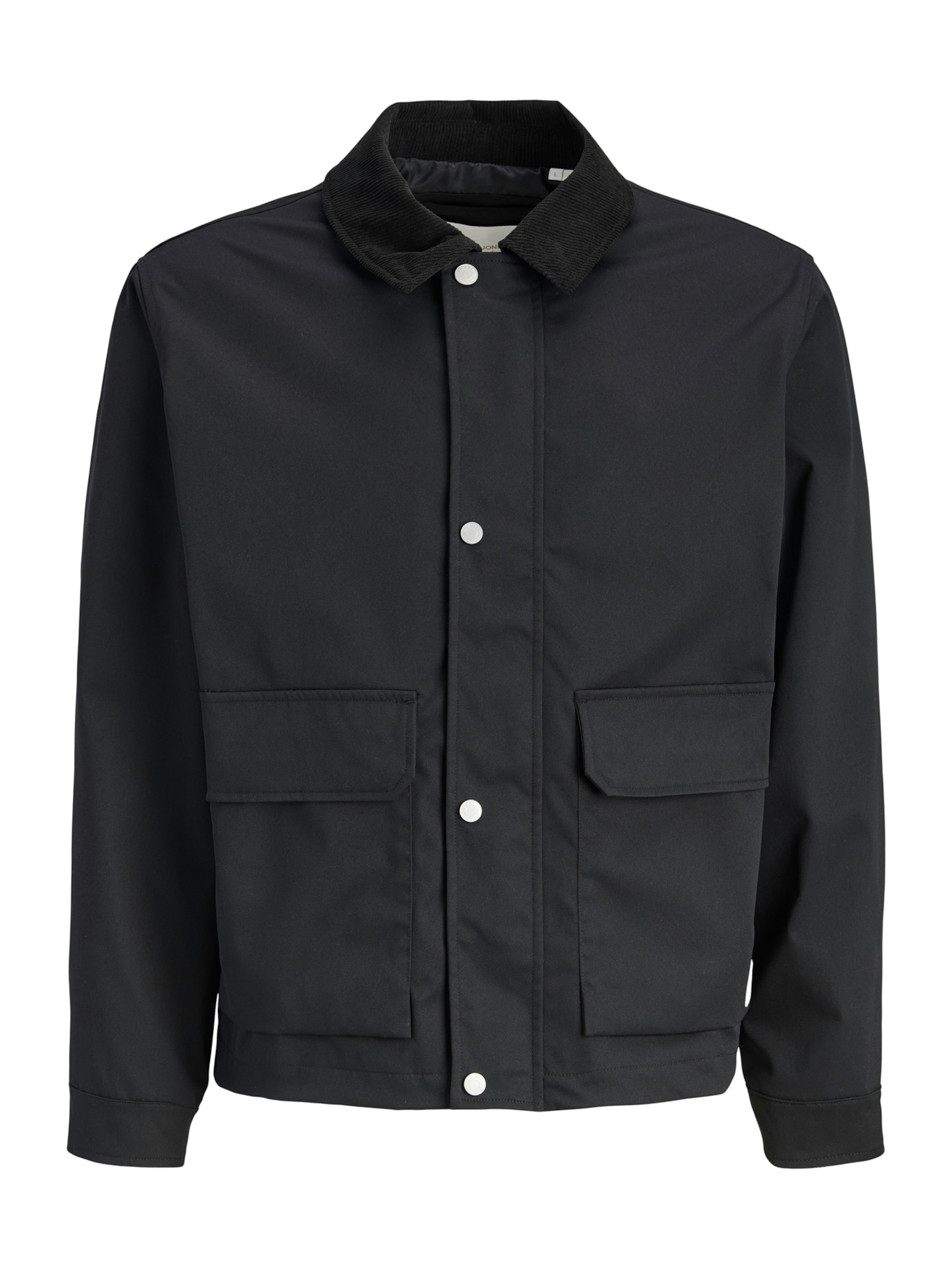 JACK & JONES Kevad-sügisjope 'JORCATSKILLS BARN', värv must: eest vaates