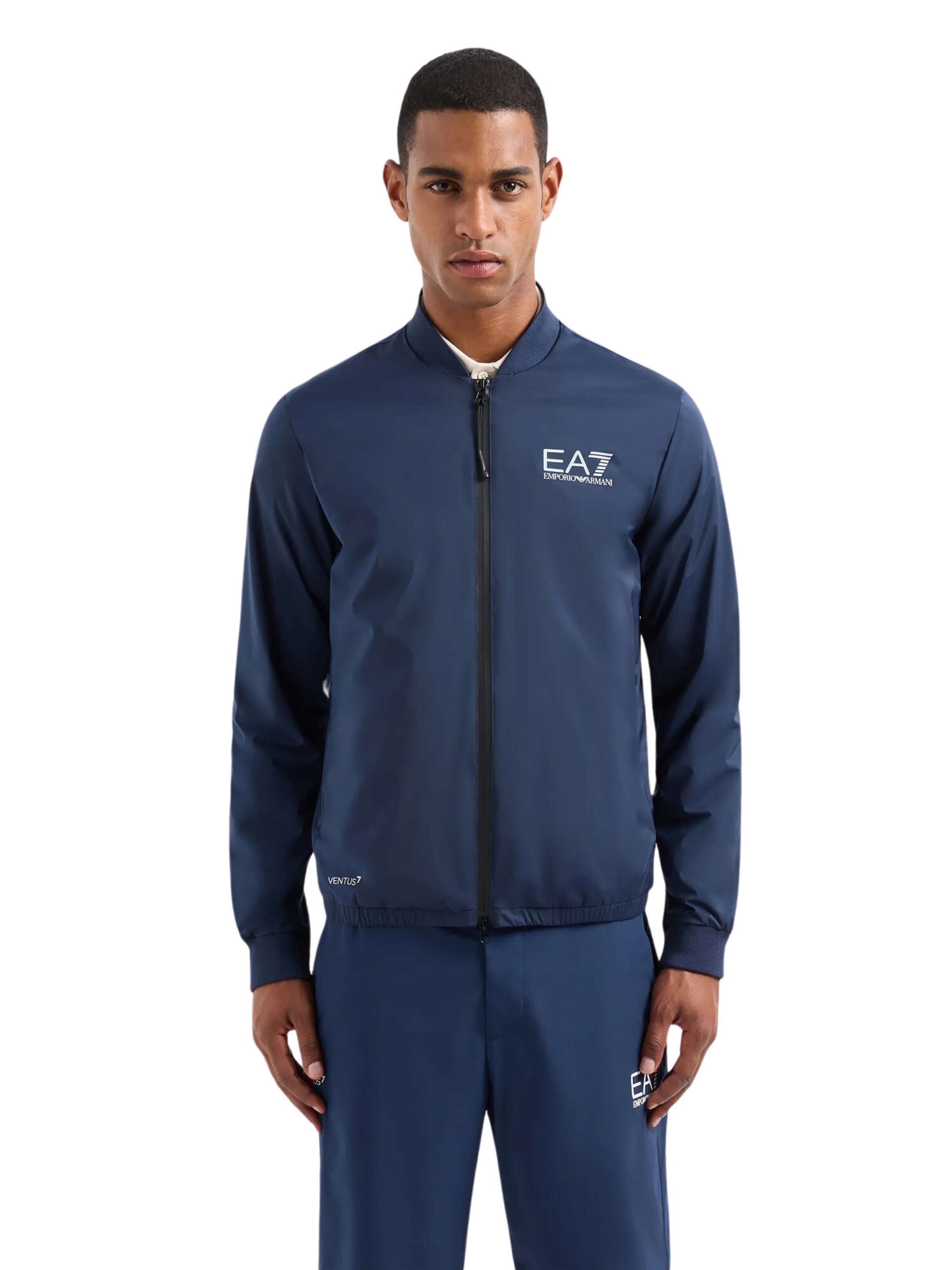 Veste mi-saison EA7 Emporio Armani en bleu : devant